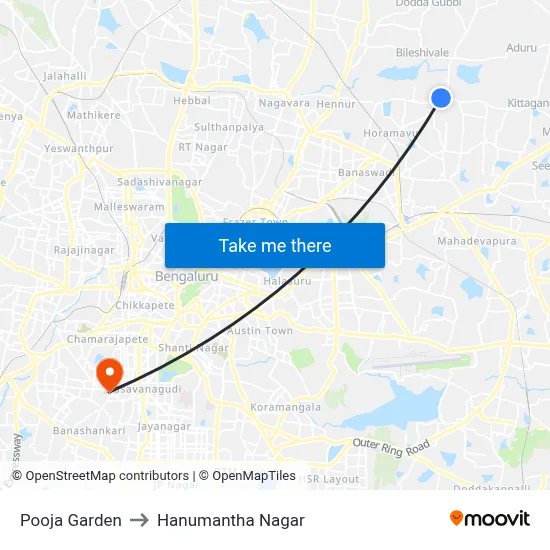 Pooja Garden to Hanumantha Nagar map