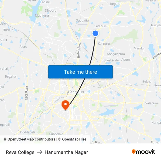 Reva College to Hanumantha Nagar map