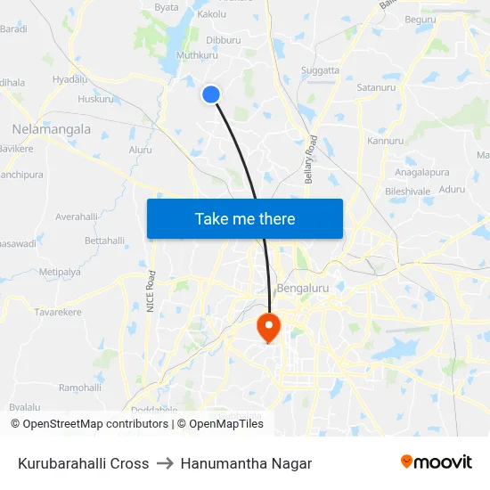 Kurubarahalli Cross to Hanumantha Nagar map