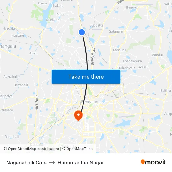 Nagenahalli Gate to Hanumantha Nagar map
