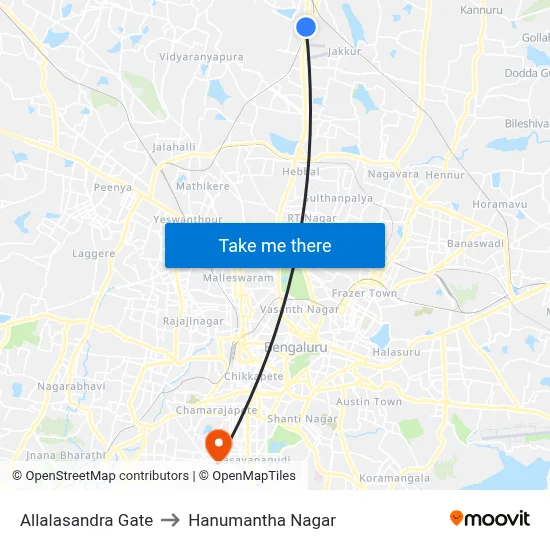 Allalasandra Gate to Hanumantha Nagar map