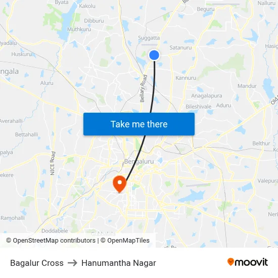 Bagalur Cross to Hanumantha Nagar map