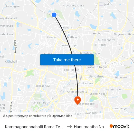 Kammagondanahalli Rama Temple to Hanumantha Nagar map