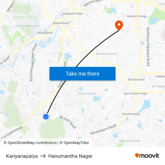 Kariyanapalya to Hanumantha Nagar map