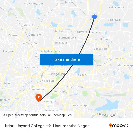 Kristu Jayanti College to Hanumantha Nagar map