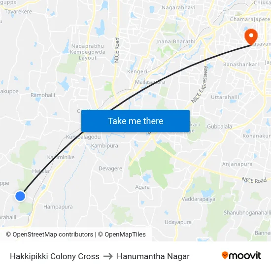 Hakkipikki Colony Cross to Hanumantha Nagar map
