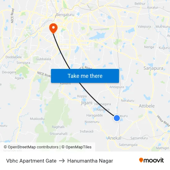 Vbhc Apartment Gate to Hanumantha Nagar map