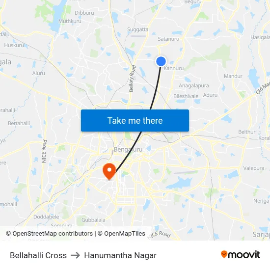 Bellahalli Cross to Hanumantha Nagar map