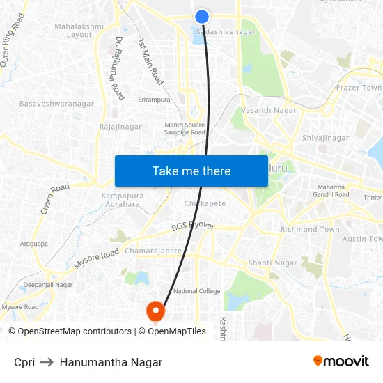 Cpri to Hanumantha Nagar map