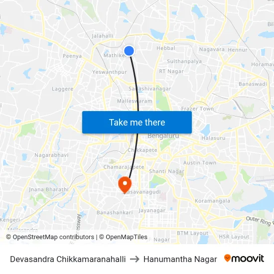 Devasandra Chikkamaranahalli to Hanumantha Nagar map
