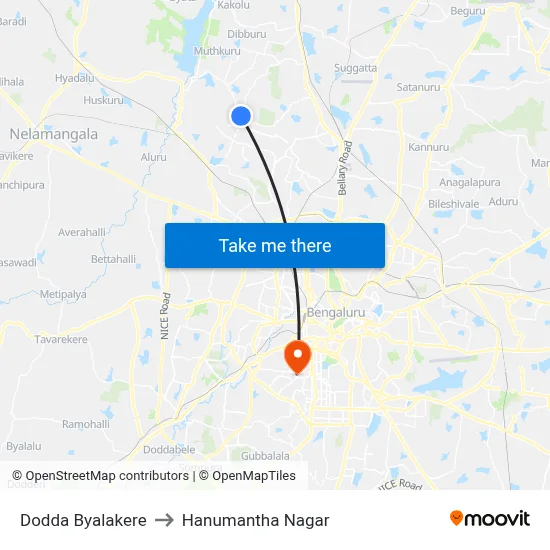 Dodda Byalakere to Hanumantha Nagar map