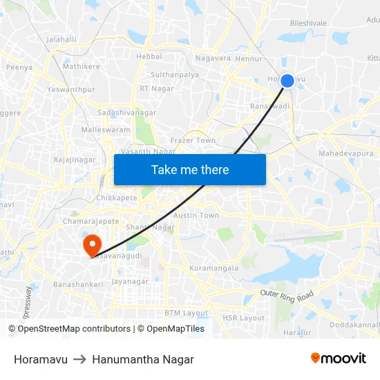 Horamavu to Hanumantha Nagar map