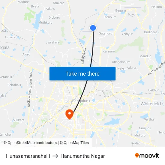 Hunasamaranahalli to Hanumantha Nagar map