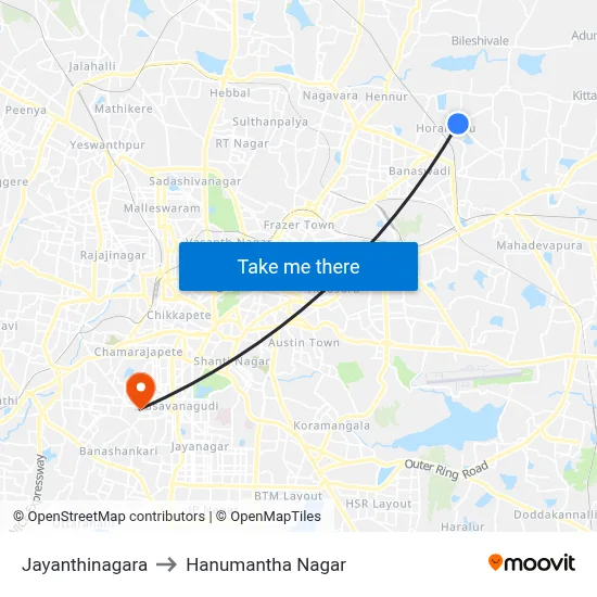 Jayanthinagara to Hanumantha Nagar map