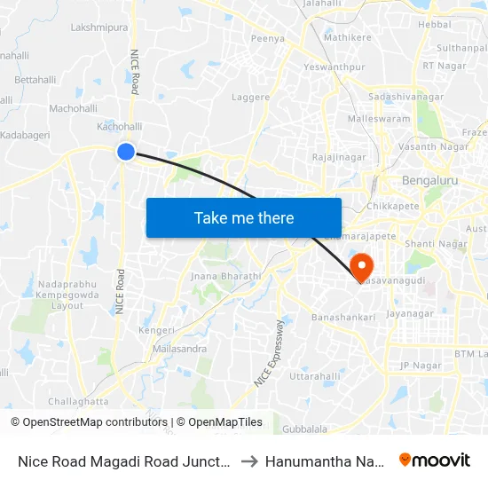 Nice Road Magadi Road Junction to Hanumantha Nagar map