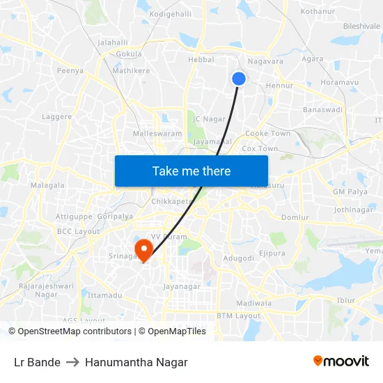 Lr Bande to Hanumantha Nagar map