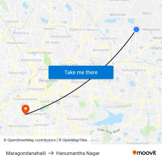 Maragondanahalli to Hanumantha Nagar map