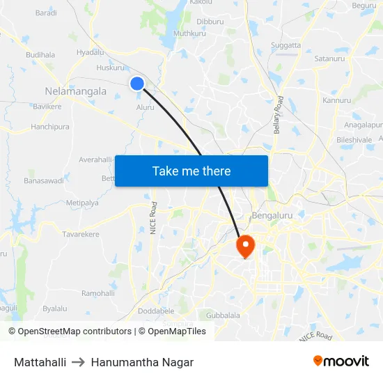 Mattahalli to Hanumantha Nagar map