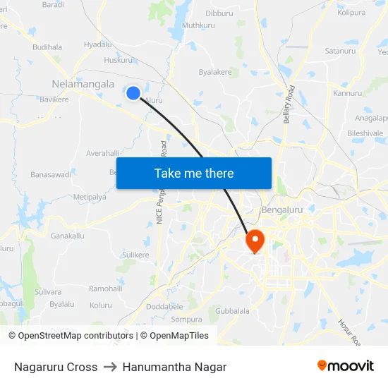 Nagaruru Cross to Hanumantha Nagar map
