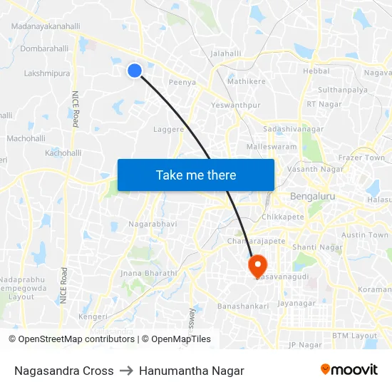 Nagasandra Cross to Hanumantha Nagar map