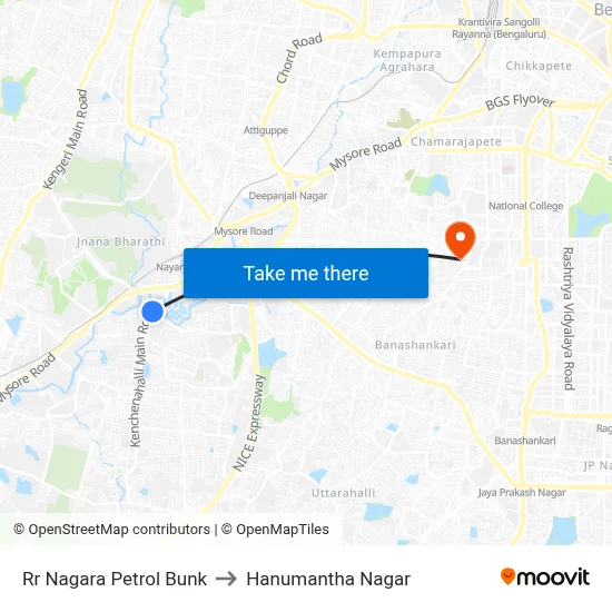Rr Nagara Petrol Bunk to Hanumantha Nagar map