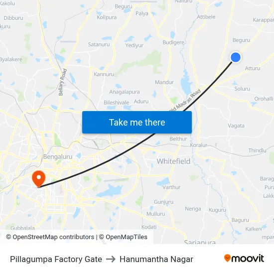 Pillagumpa Factory Gate to Hanumantha Nagar map