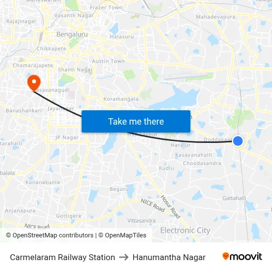 Carmelaram Railway Station to Hanumantha Nagar map