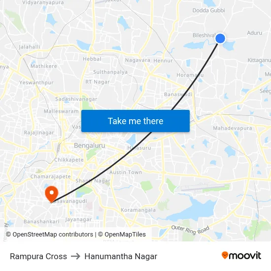 Rampura Cross to Hanumantha Nagar map