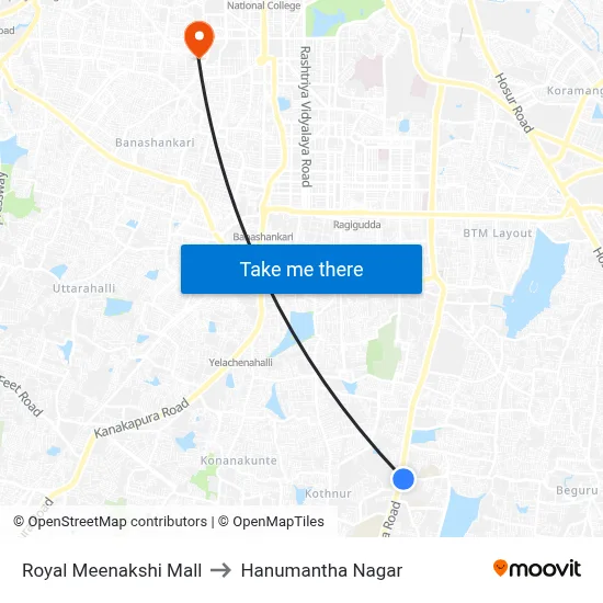 Royal Meenakshi Mall to Hanumantha Nagar map