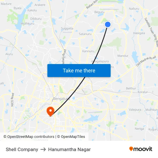 Shell Company to Hanumantha Nagar map