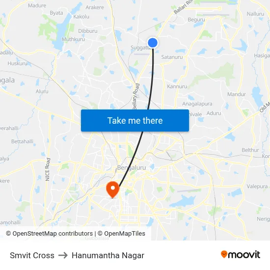 Smvit Cross to Hanumantha Nagar map