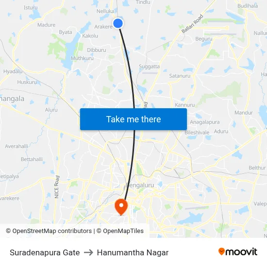 Suradenapura Gate to Hanumantha Nagar map