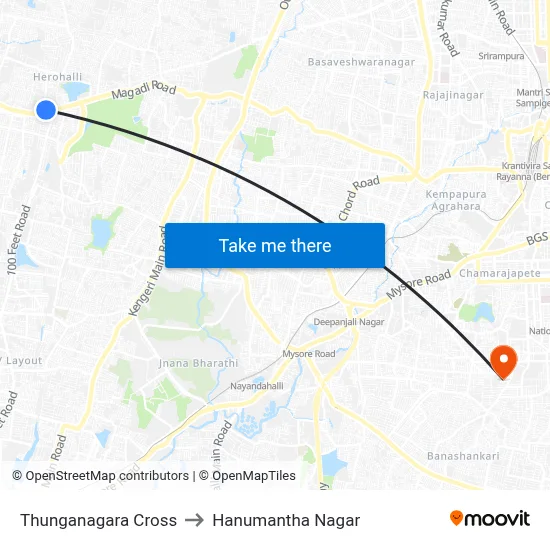 Thunganagara Cross to Hanumantha Nagar map