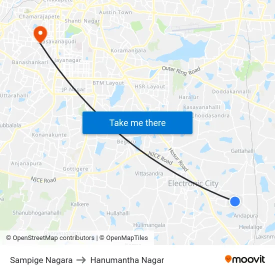 Sampige Nagara to Hanumantha Nagar map