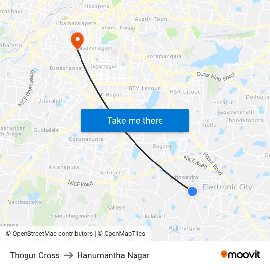 Thogur Cross to Hanumantha Nagar map