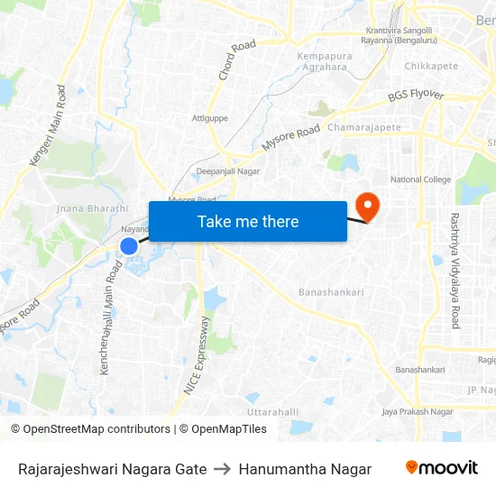 Rajarajeshwari Nagara Gate to Hanumantha Nagar map