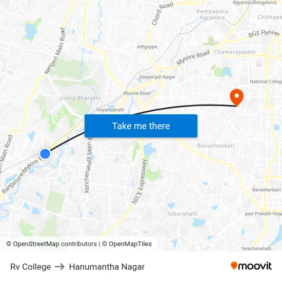 Rv College to Hanumantha Nagar map