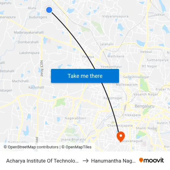 Acharya Institute Of Technology to Hanumantha Nagar map