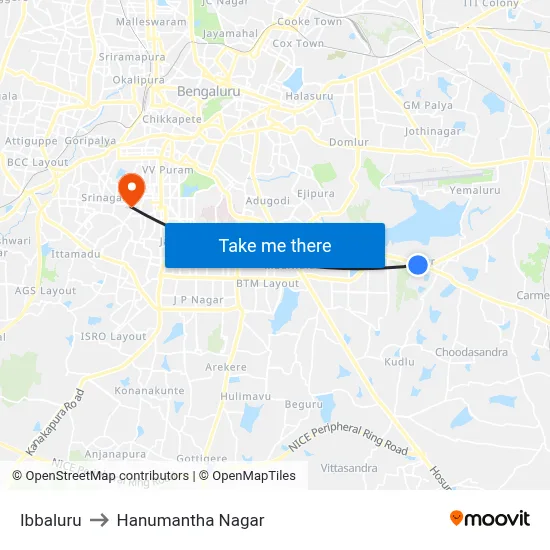 Ibbaluru to Hanumantha Nagar map