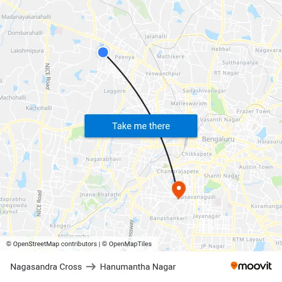 Nagasandra Cross to Hanumantha Nagar map