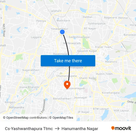 Cs-Yashwanthapura Ttmc to Hanumantha Nagar map