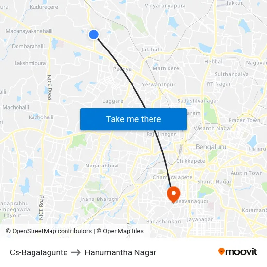 Cs-Bagalagunte to Hanumantha Nagar map
