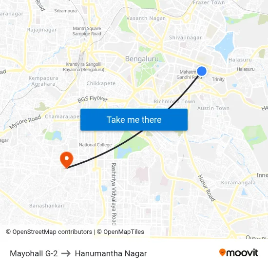 Mayohall G-2 to Hanumantha Nagar map