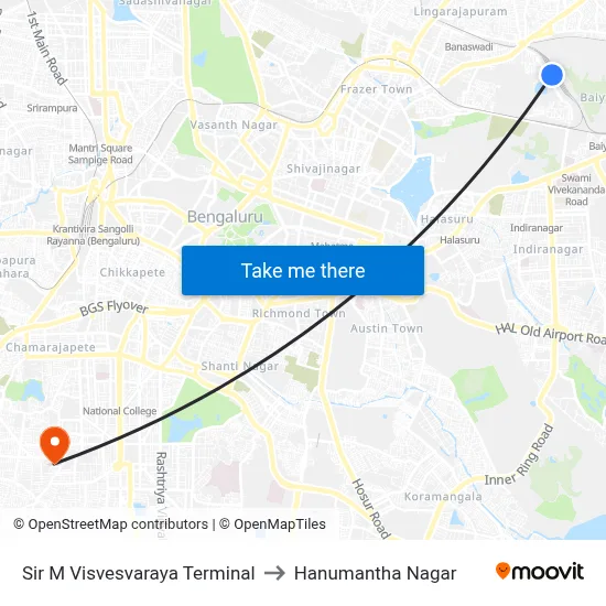 Sir M Visvesvaraya Terminal to Hanumantha Nagar map