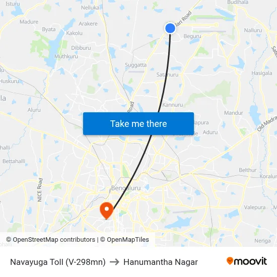 Navayuga Toll (V-298mn) to Hanumantha Nagar map