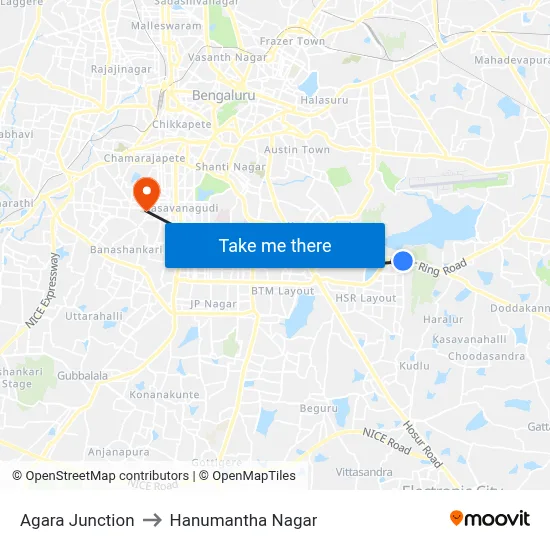 Agara Junction to Hanumantha Nagar map