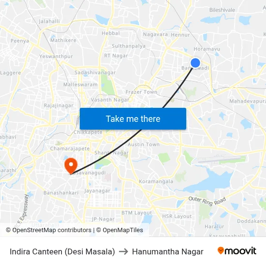 Indira Canteen (Desi Masala) to Hanumantha Nagar map