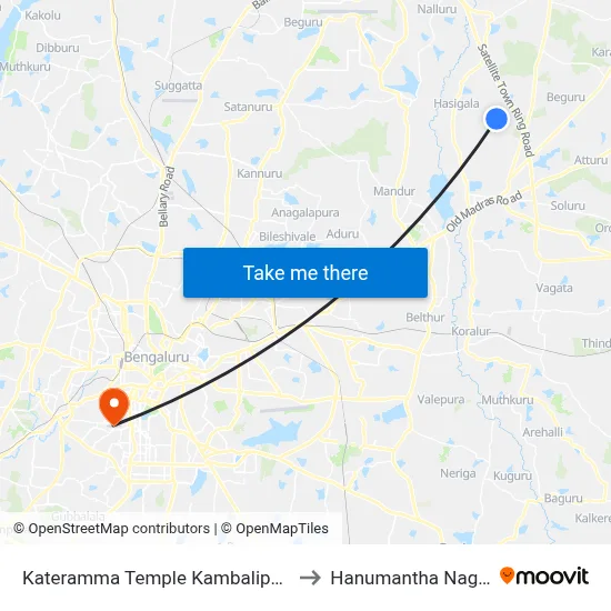 Kateramma Temple Kambalipura to Hanumantha Nagar map