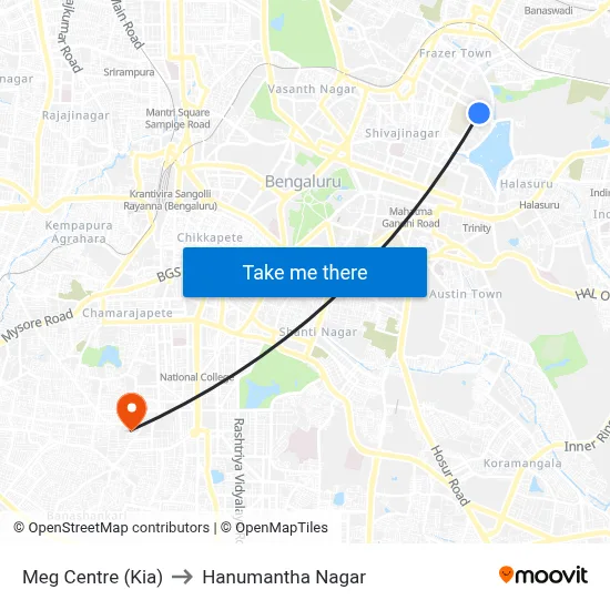 Meg Centre (Kia) to Hanumantha Nagar map