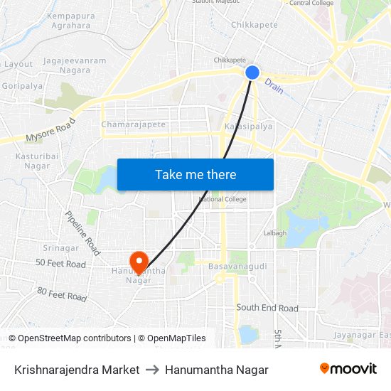 Krishnarajendra Market to Hanumantha Nagar map